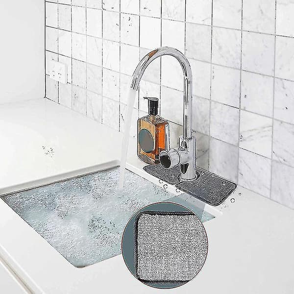 2 stk Gjenbrukbar Kran Absorberende Matte Kjøkken Bad Dryppfanger Mikrofiber