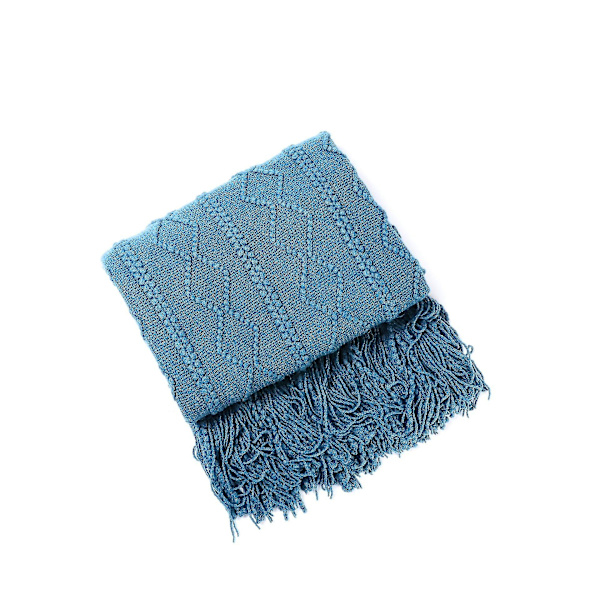 Mjuk stickad filt, vändbar filt, mjuk filt, marinblå 127*180cm - stil 2 color 2