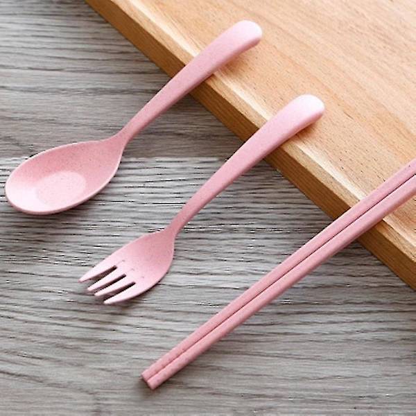 Bärbar bestick för resor, picknick, camping eller daglig användning (beige) 3-delars set beige