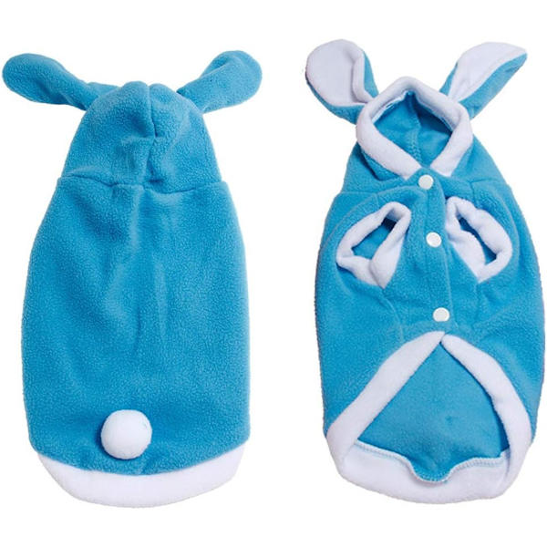 Mjuk vinterhoodie för husdjur, hundkläder cosplay kanindräkt (blå, XL) 1 st Blue xl