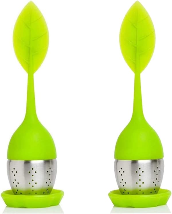 2 teesiivilää, ruostumatonta terästä, silikonikahvoilla (vihreä)