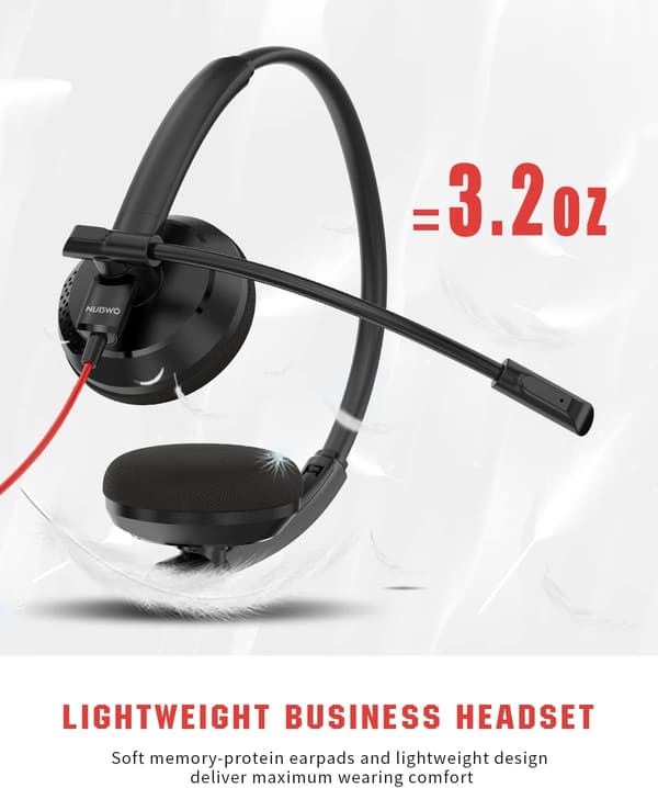 USB-headset med støjreducerende mikrofon, computerheadset med indbygget in-line lydstyrkekontrol