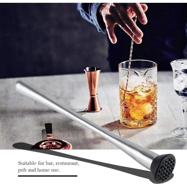 Lång rostfri drinkmuddler, 11 tum professionell drinkmuddler