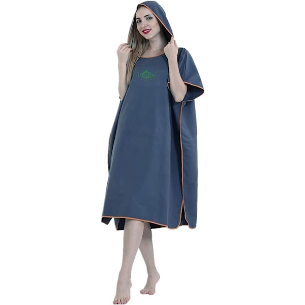 Unisex Badrock Poncho Strandhandduk Mikrofiber Snabbtorkande Badrock Poncho med Huva Badhandduk（marinblå） navy blue