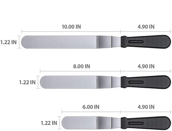 Spackelsats för glasyr med 6 \", 8\", 10 \"blad, rostfritt stålset med 3
