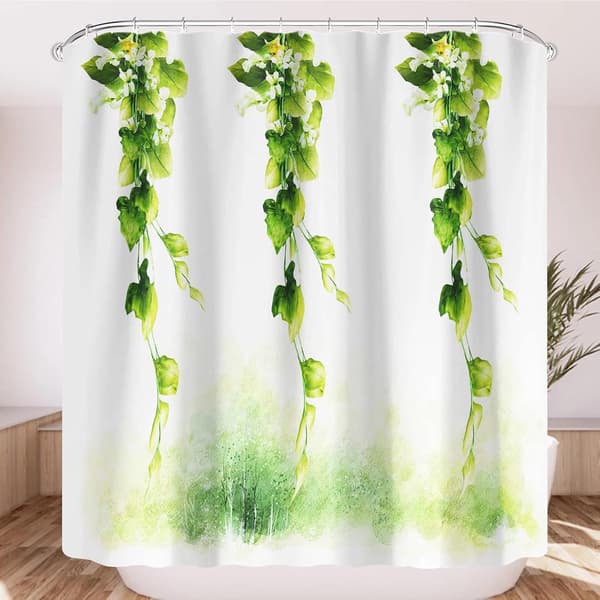 Botanisk trykk vaskbar dusjforheng i stoff til bad (180 x 180 cm)