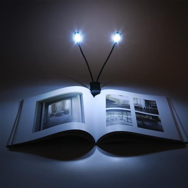 Musikkstativ LED-lys Mini dobbeltarmlys Justerbart leselys med USB-kabel lampe (8 perler) 8 Beads