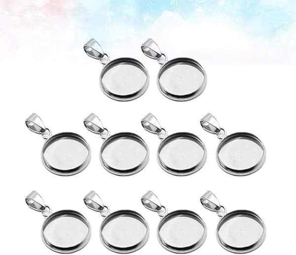 20 Stykker Vedhængsbakker Sæt Runde Bezel Emner Bakker Vedhæng Cabochon Indstillinger Sølv 20 mm