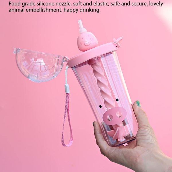 Drickkopp med lock och sugrör, 500 ml blandningskopp, Bubble Tea Cup, Bärbar Milkshake Cup