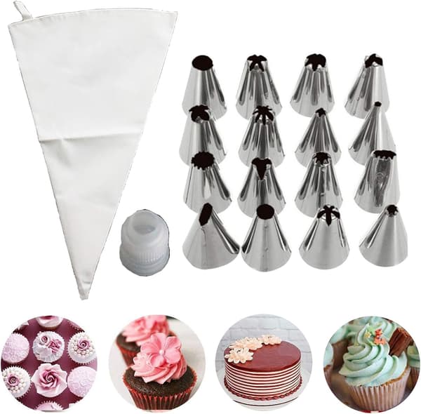 Kagedekorationsudstyr Rustfrit Stål Sprøjtedyser DIY Bageværktøj 18 Stk