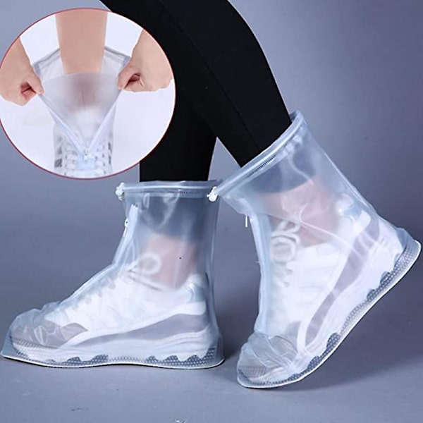 Transparent hög tub regnproof skoöverdrag Män och kvinnor vattentät skoöverdrag (XL) xl
