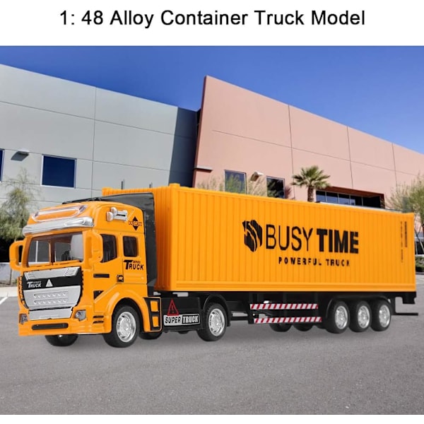 1:48 Legering Container Truck Modell Leksak Hög Simulering Fordon Släpvagn Modell Leksak (Gul) yellow