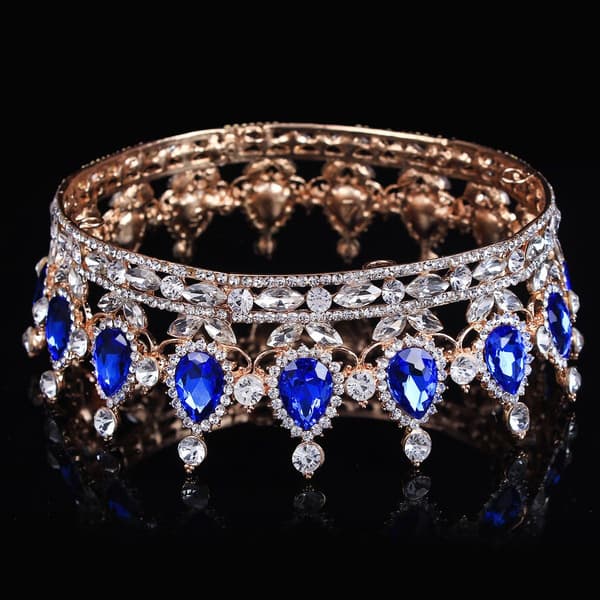 Prinsesse-tiara med rhinsteiner, bryllup, festutstyr, hodeplagg