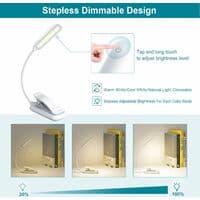 9 LED-leselys, 3 lysstyrkemoduser av oppladbare leselys (kaldhvit/varmgul), progressive dimmende leselys for sengbøker