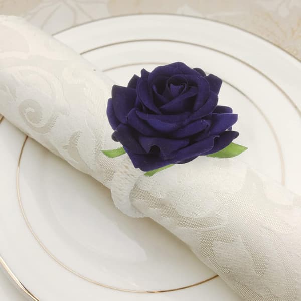 4 stk. roseblomst serviettringer Bryllupsstoff serviettringer Valentinsdagdekorasjon