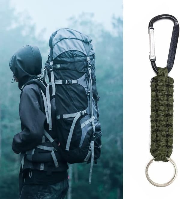 5-pack Paracord-nyckelringar med karbinhake, snodd med kedjehake, flätat ringhakeklämma