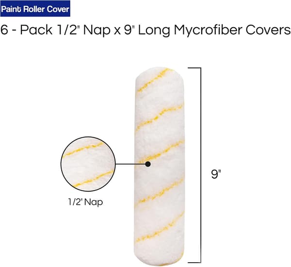 Pro Grade - Malerrulledeksler - 1/2 X 9 Tommer Mikrofiber 6-pakning