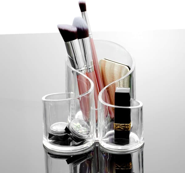 Kosmetikorganisator lavet af akryl make-up børsteholder, 3 rum