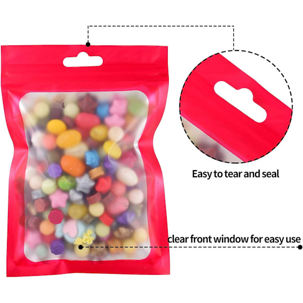 100 st Mylar-påsar Återanvändbara läckagesäkra tätningspåsar för smycken (10,5X15CM, röd) red 10.5*15cm