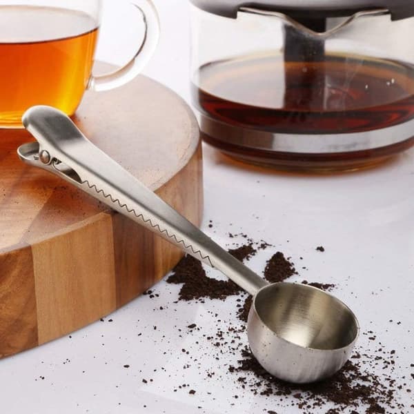 Rostfritt stål malet kaffemätsked med pås-låsningsklämma Nyutgiven