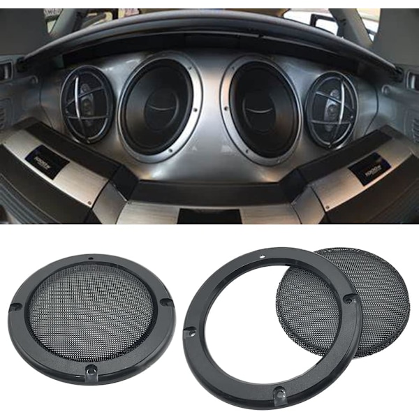 Högtalargallerlock Subwoofer-skydd Dekorativ cirkel för bilhögtalare, Svart（4 tum） 4 Inch