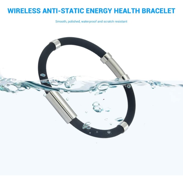 Antistatisk Body Anion silikonarmband eliminerar handledsöglor för män och kvinnor (svart) 18 cm 18 cm