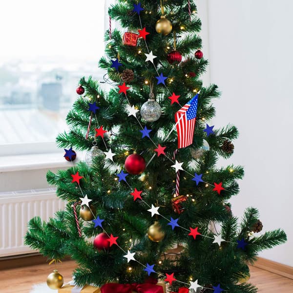 6 stykker rød hvit blå stjerne streamers 4. juli stjerne krans banner