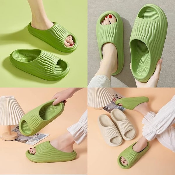 Badskor Herr Dam Tofflor Sommar Mules Halkfria Tofflor Moln Bad Inomhus/Utomhus（grön 42/43） green
