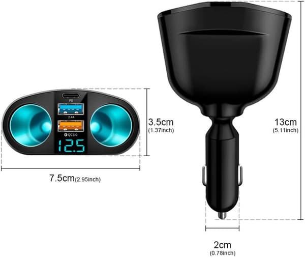 Billader sigarettenneradapter, billader splitter bil USB-uttak sigarettenneradapter