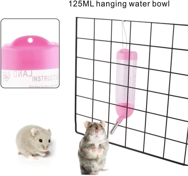125 ml 3-i-1 Hamster Automatisk Roll-On Drikkedunk Kæledyrsfoderbeholder Base (Pink) pink 125ml