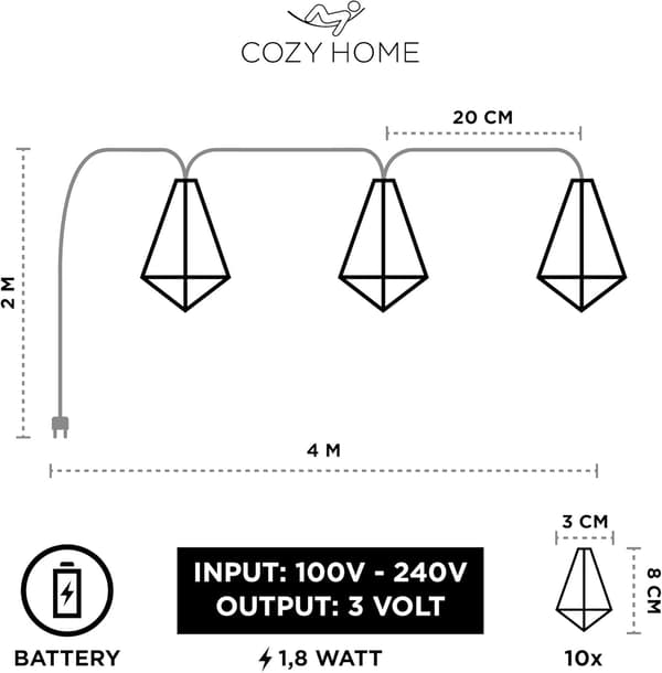 LED lyskæde geometrisk pyramideformet kobber rosaguld