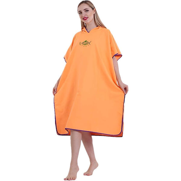Unisex Badrock Poncho Strandhandduk Mikrofiber Snabbtorkande Badrock Poncho med Huva Badhandduk（orange） orange