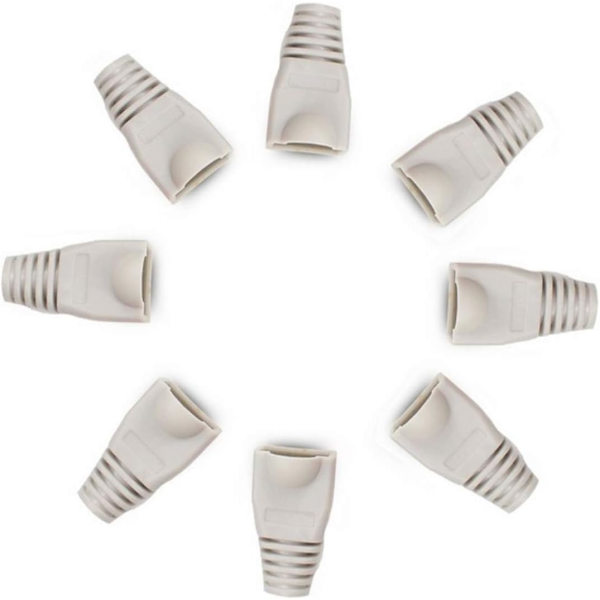 100 st RJ45-dragavlastningshylsor Ethernet-nätverkskontaktpluggsskydd Mjuk plast grey