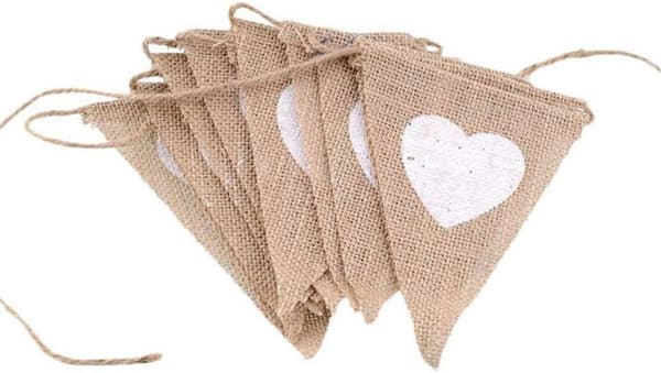 13 Flagg Kjærlighet Hjerte Jute Banner Rustikk Jute Vimpel Girlander 2,7m