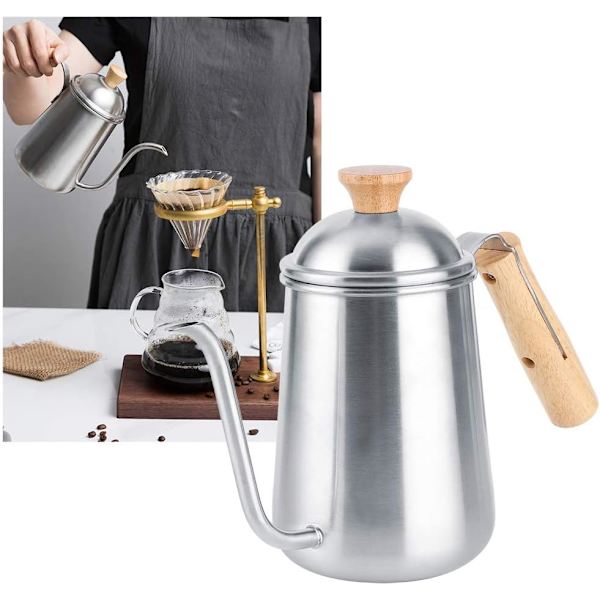 Kaffe- och tekanna i rostfritt stål med gåshals