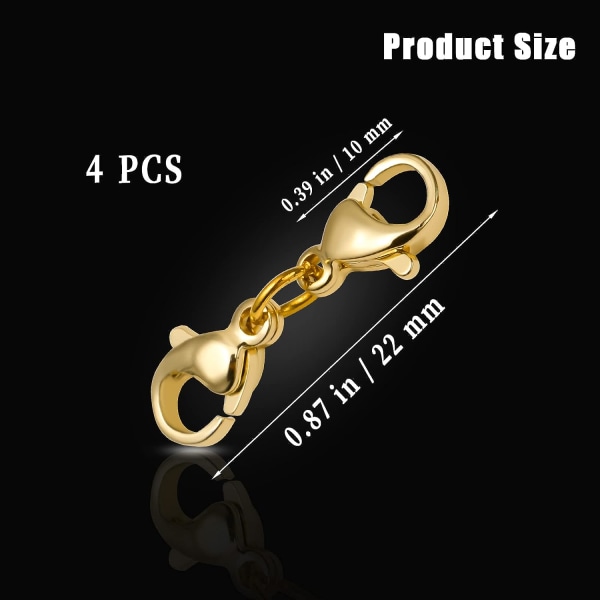 4st 22 mm Dubbel etikett smyckeslås, längd på guldarmband hummerlås halsband