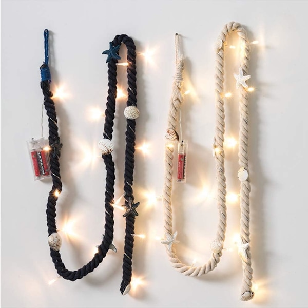 LED-skal-fe-ljus, 15 LED-lampor, sjöstjärneskal, havsbatteridriven, 1,5 m (mörkblå bomullssnöre) red