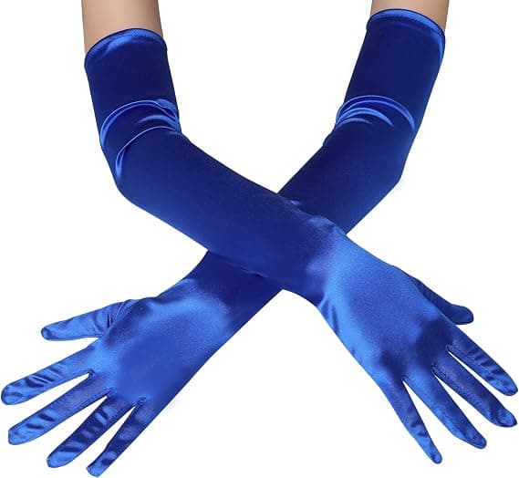 Aftenhanske damehanske lang sateng gant bryllup sateng kjole tilbehør til kveld elastisk størrelse 52 (kongeblå) Royal blue