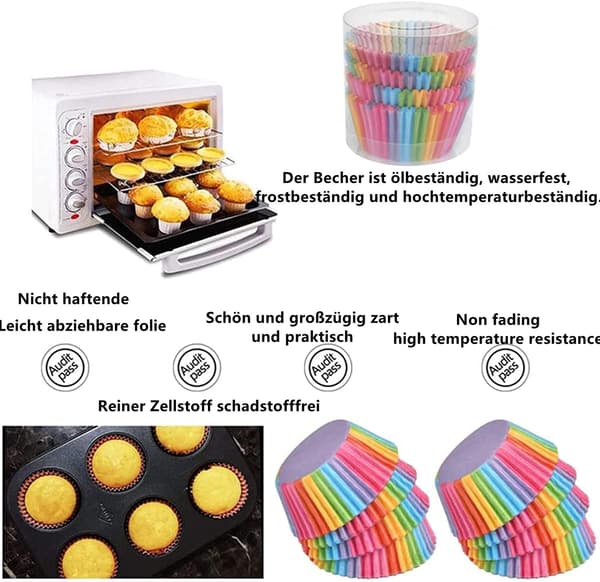 200 stykker muffinforme papir cupcake regnbuepapir til dessert bryllupsfødselsdagsfest