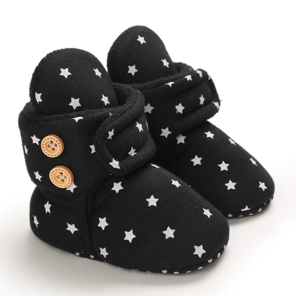 Varm vinter ekologisk bomullstråd och slide stick strumpor skor (svarta, 12cm) Black