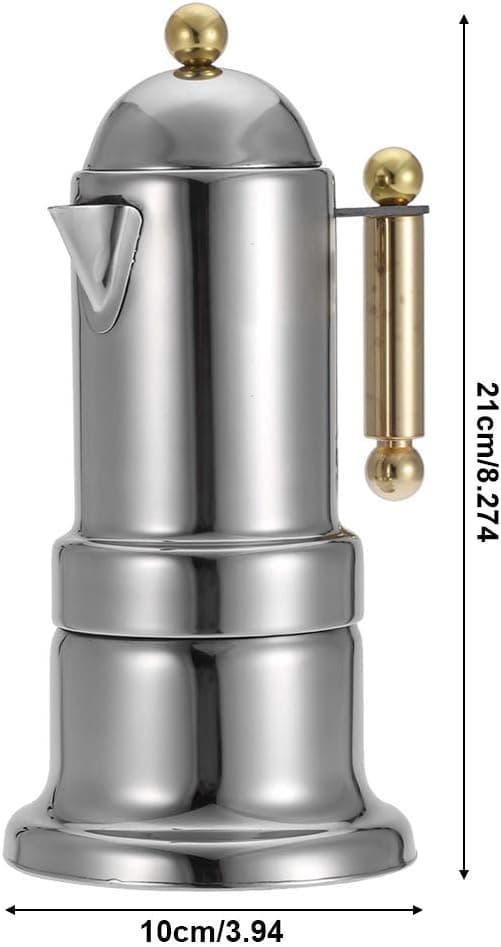 Espressomaskine 200ml, 4 kopper espressokande mokkakande lavet af rustfrit stål espressomaskine