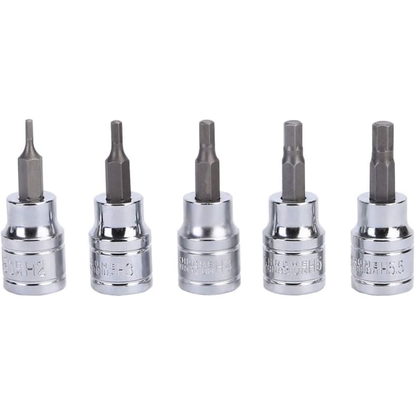 9 st 3/8\" Drive Hex Allen Socket Key Bits Set Kit H2 H3 H4 H5 H5.5 H6 H7 H8 H10 S2 Stål