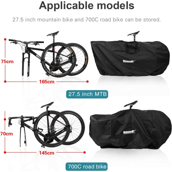 Fällbar cykelbärväska Transportväska för 27,5 tum Mountain Bike 700C Road Cover
