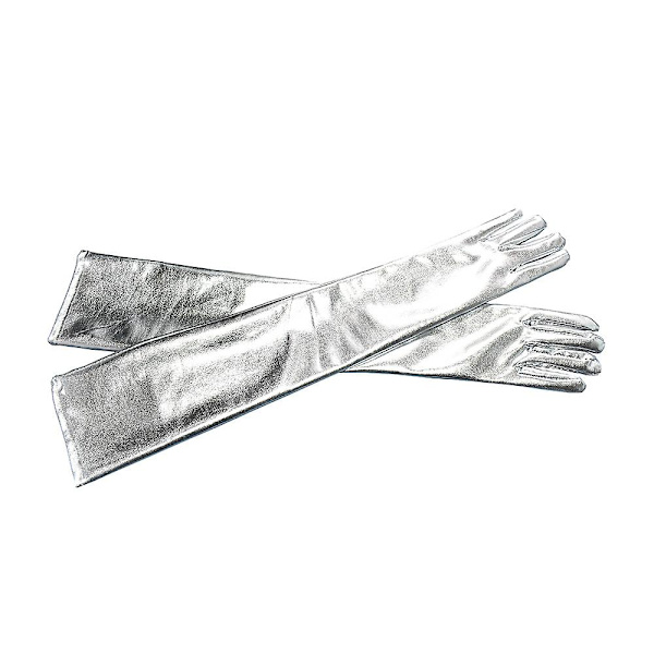 Dam läder långa handskar cosplay kostym handskar pole dance handskar 21\" (silver) Silver