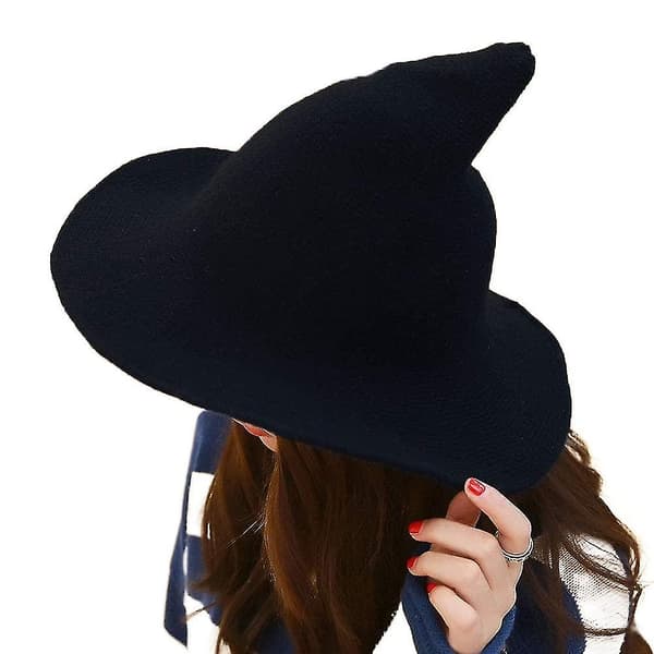 Halloween Dame Ull Spiss Heksehatt Kostymefest Dekor black