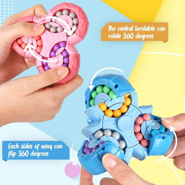 Magic Bean Roterende Rubik's Cube Legetøj Finger Cube Puslespil, Pædagogisk Legetøj Dekompression Legetøj Orange