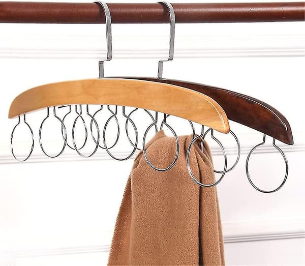 Træ Sjal Ring Hanger Opbevaring Holder Hul Hanger 6 Ring