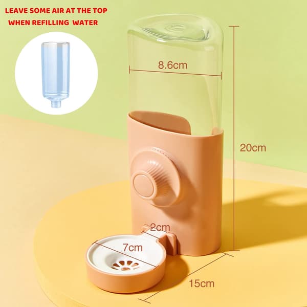 Automatisk Vatten Dispenser RabbitPet Drickflaska Marsvin Vattenflaska（Rosa, 600 ml）