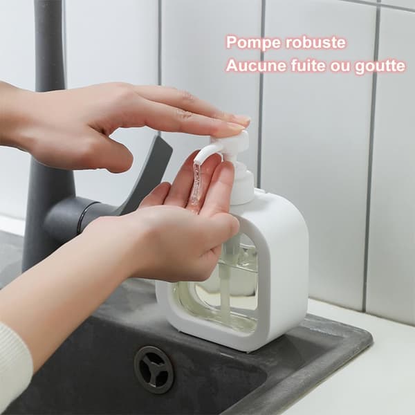 Sæbedispenser, flydende sæbedispenser med vandtæt etiket, køkkensæbedispenser, (300ml+500ml)