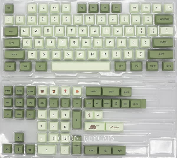 Matcha 124 tangenter XDA PBT Dye Sublimation Keycaps Set för mekaniskt tangentbord